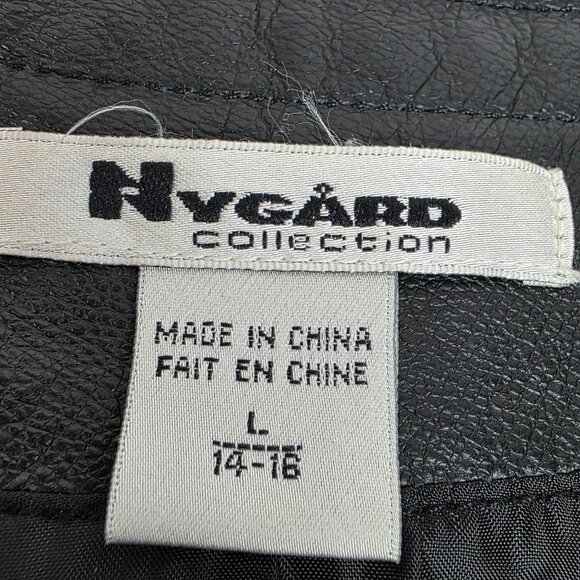 Nygard Collection Leather Sweater Jacket Womens L Black Knit Full Zip 90s Y2K - Picture 8 of 10